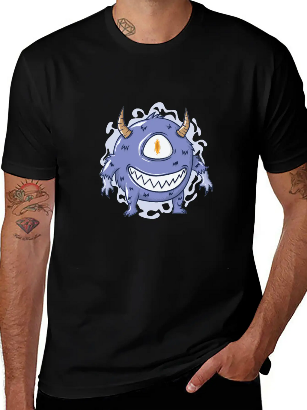Halloween Hairy Monster With One Eye Basic Graphic T-Shirt – Daily Comfort In Soft Cotton