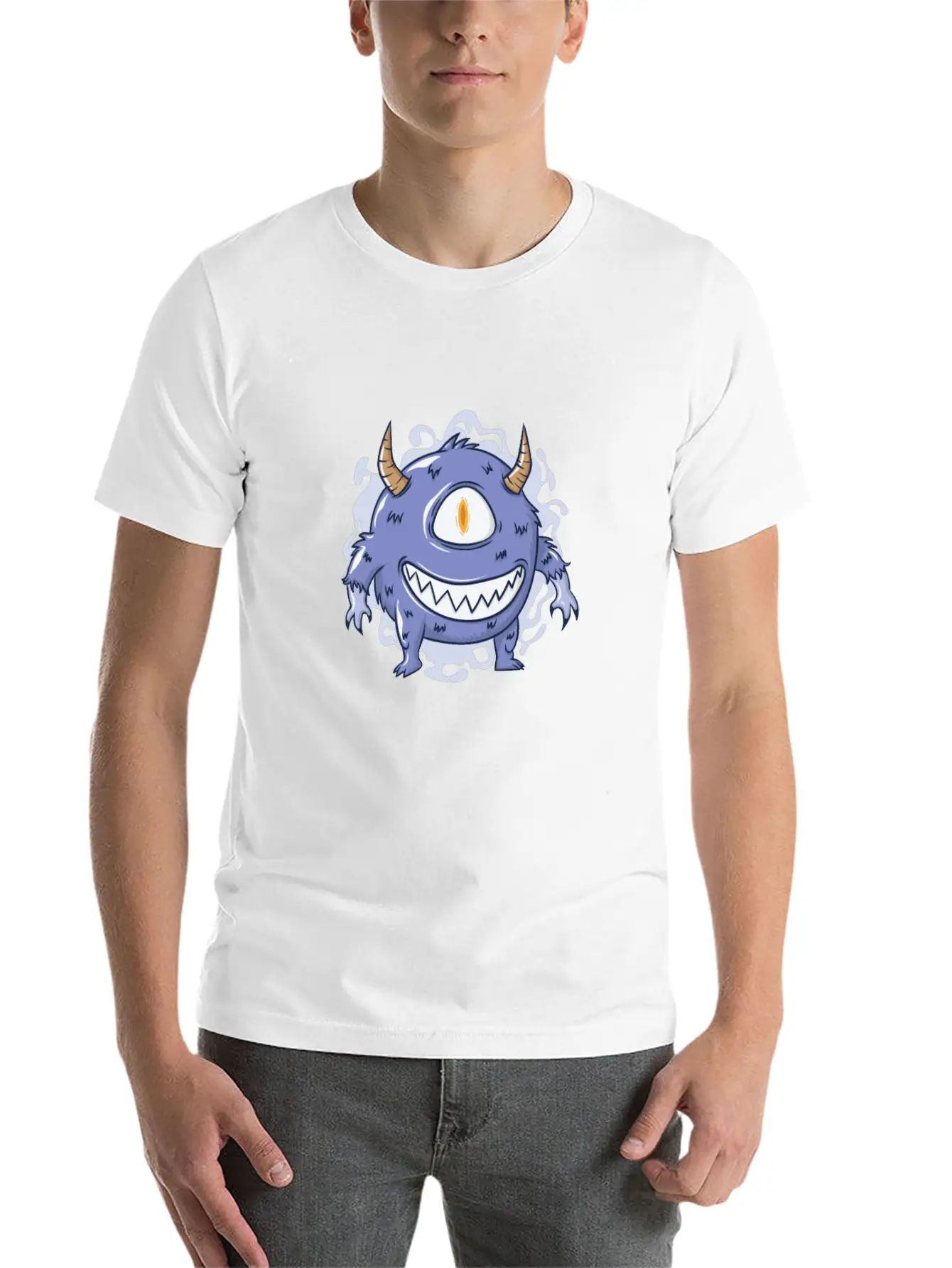 Halloween Hairy Monster With One Eye Basic Graphic T-Shirt – Daily Comfort In Soft Cotton