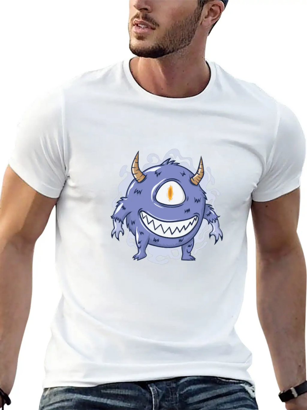 Halloween Hairy Monster With One Eye Basic Graphic T-Shirt – Daily Comfort In Soft Cotton