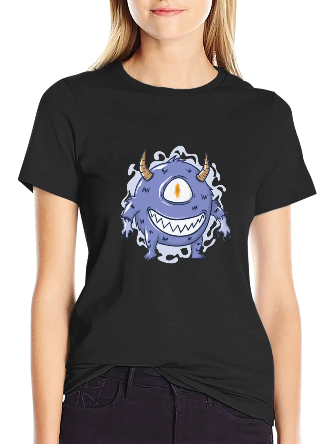 Halloween Hairy Monster With One Eye Basic Graphic T-Shirt – Daily Comfort In Soft Cotton