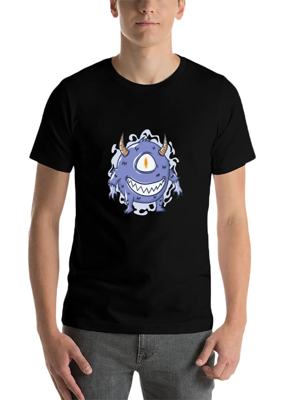 Halloween Hairy Monster With One Eye Basic Graphic T-Shirt – Daily Comfort In Soft Cotton