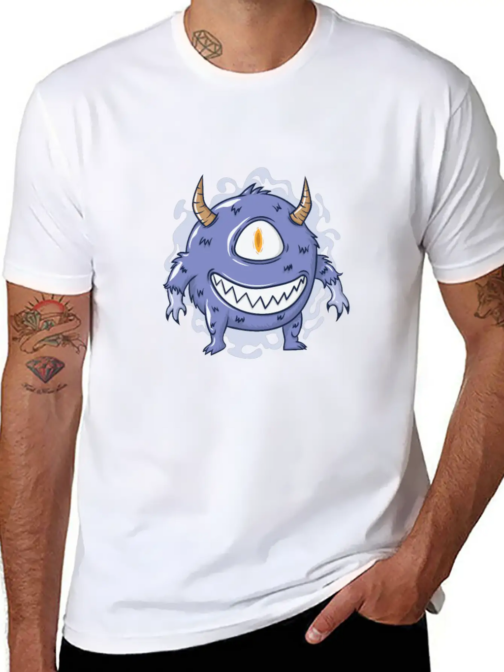 Halloween Hairy Monster With One Eye Basic Graphic T-Shirt – Daily Comfort In Soft Cotton