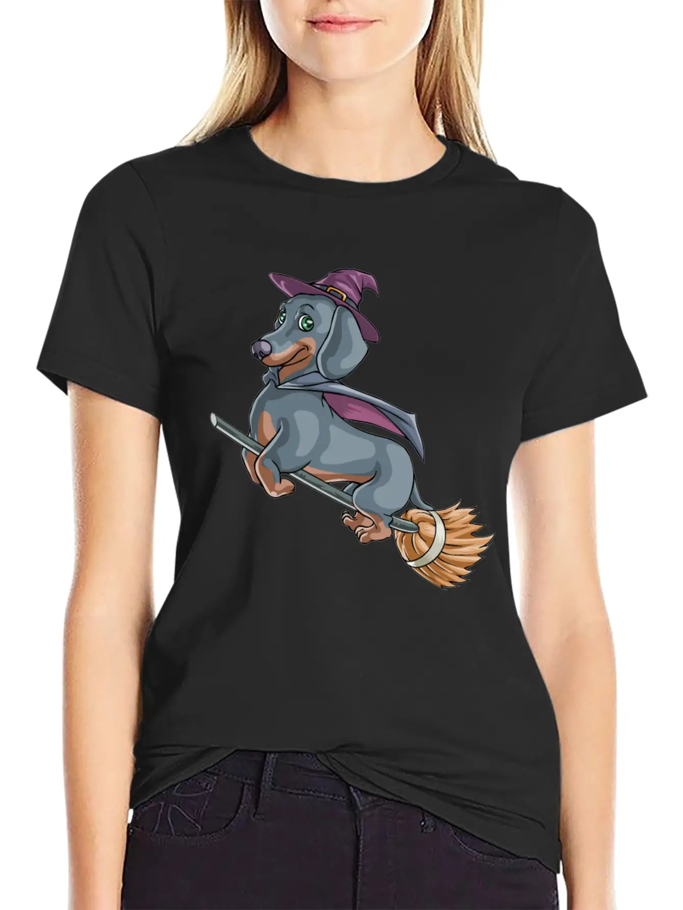 Halloween Halloweiner Dog Witch Timeless Short Sleeve Tee – Comfy And Minimalist Design