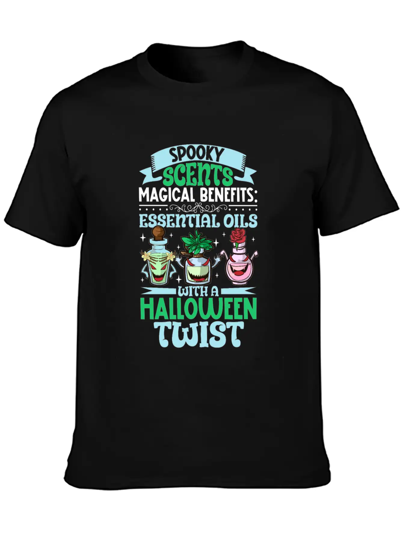 Halloween Horror Essential Oils Autumn Essential Breathable Graphic T-Shirt – Perfect For Casual Days