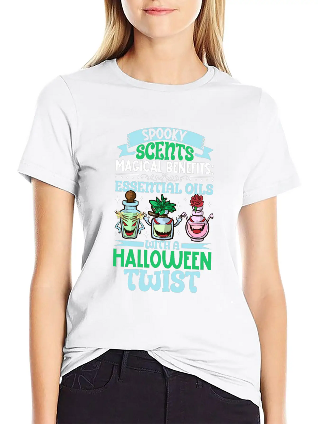 Halloween Horror Essential Oils Autumn Essential Breathable Graphic T-Shirt – Perfect For Casual Days