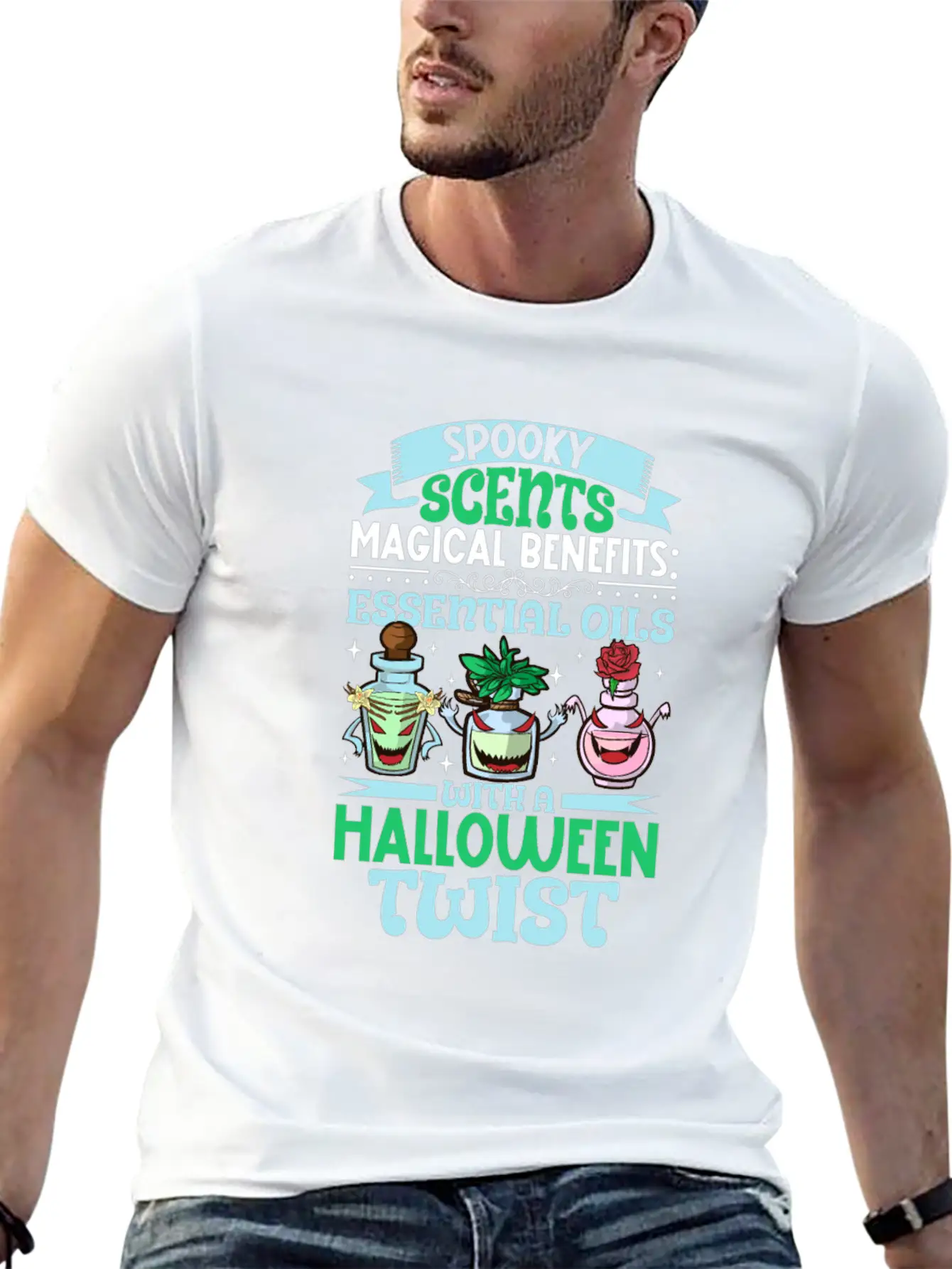 Halloween Horror Essential Oils Autumn Essential Breathable Graphic T-Shirt – Perfect For Casual Days