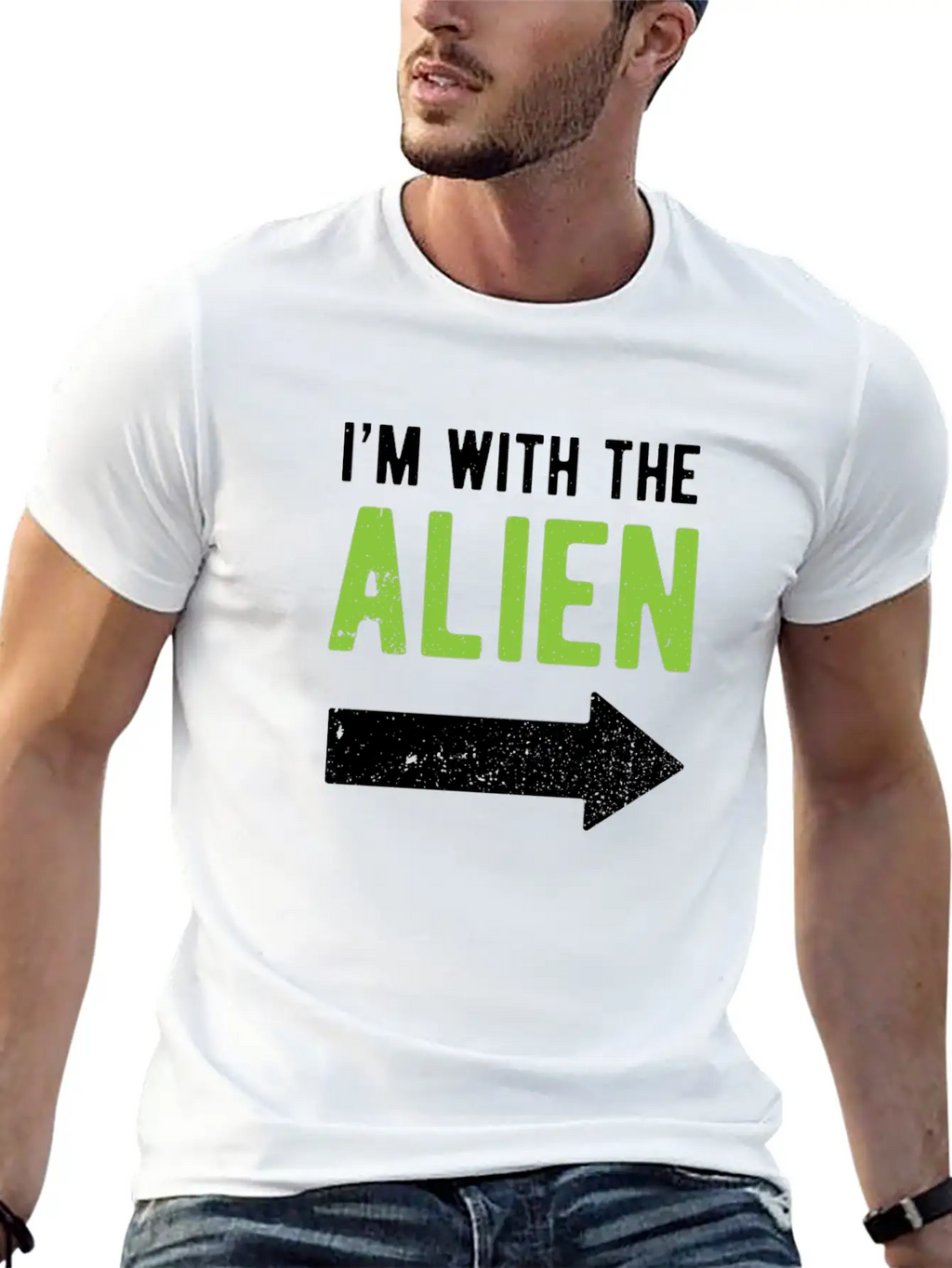 Halloween I'm With The Alien Funny Matching Part 1 Basic Graphic T-Shirt – Daily Comfort In Soft Cotton