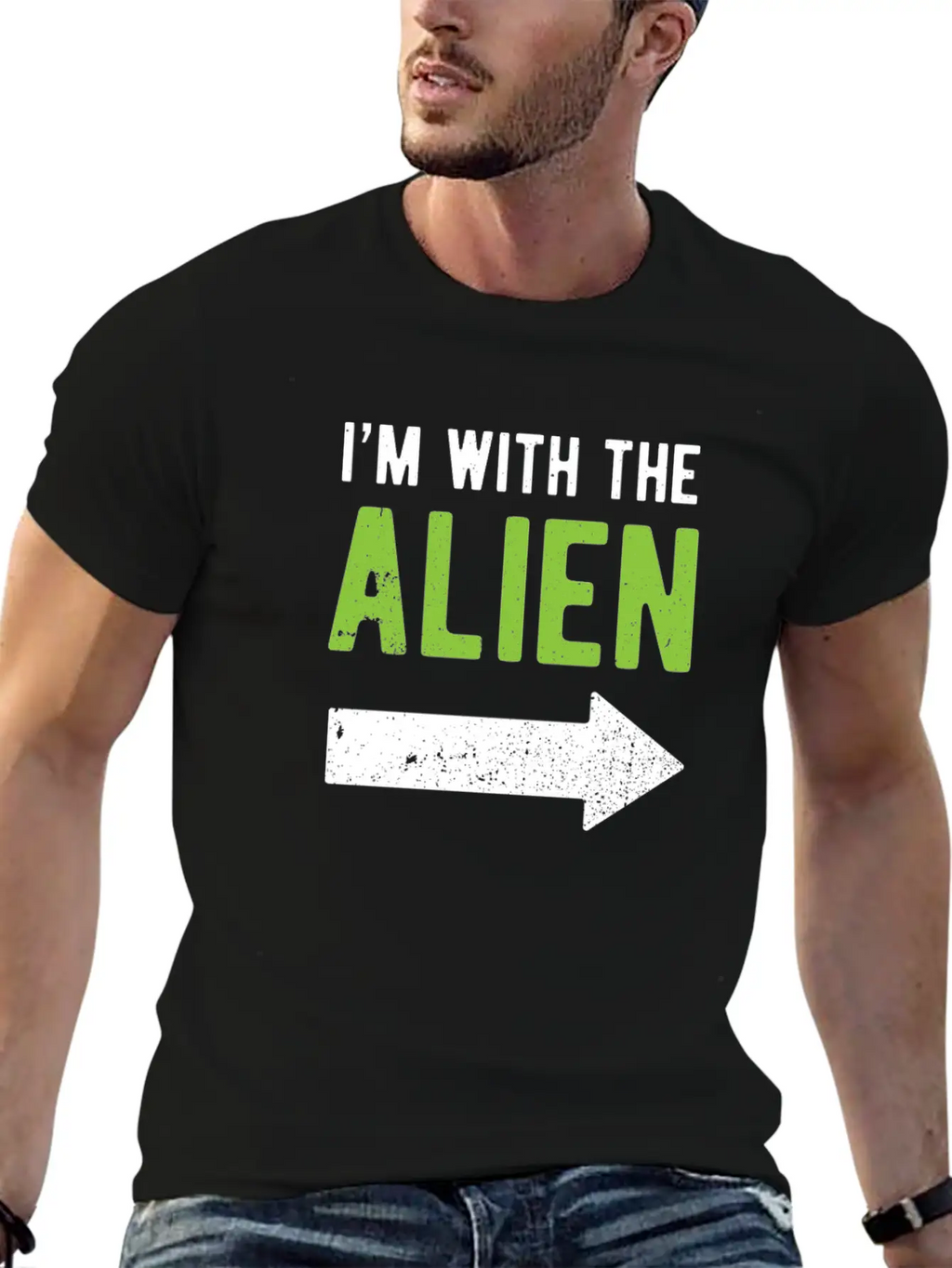 Halloween I'm With The Alien Funny Matching Part 1 Basic Graphic T-Shirt – Daily Comfort In Soft Cotton