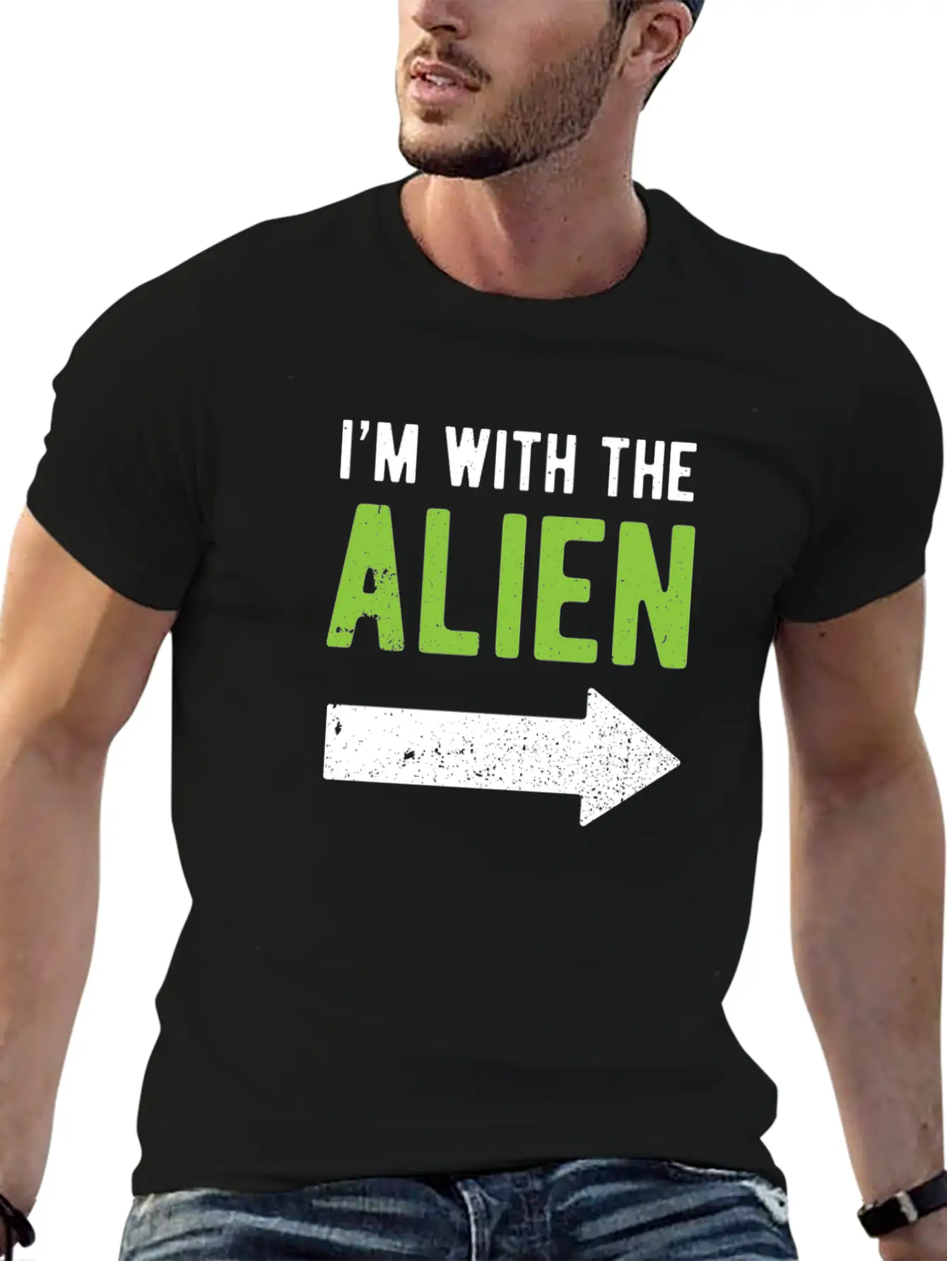 Halloween I'm With The Alien Funny Matching Part 1 Basic Graphic T-Shirt – Daily Comfort In Soft Cotton