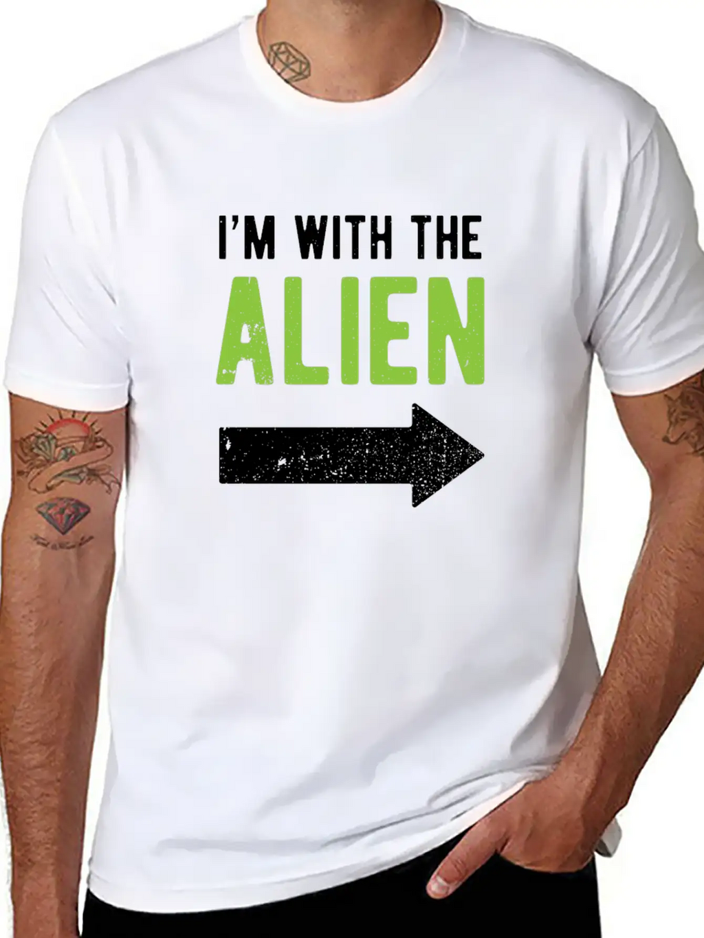 Halloween I'm With The Alien Funny Matching Part 1 Basic Graphic T-Shirt – Daily Comfort In Soft Cotton