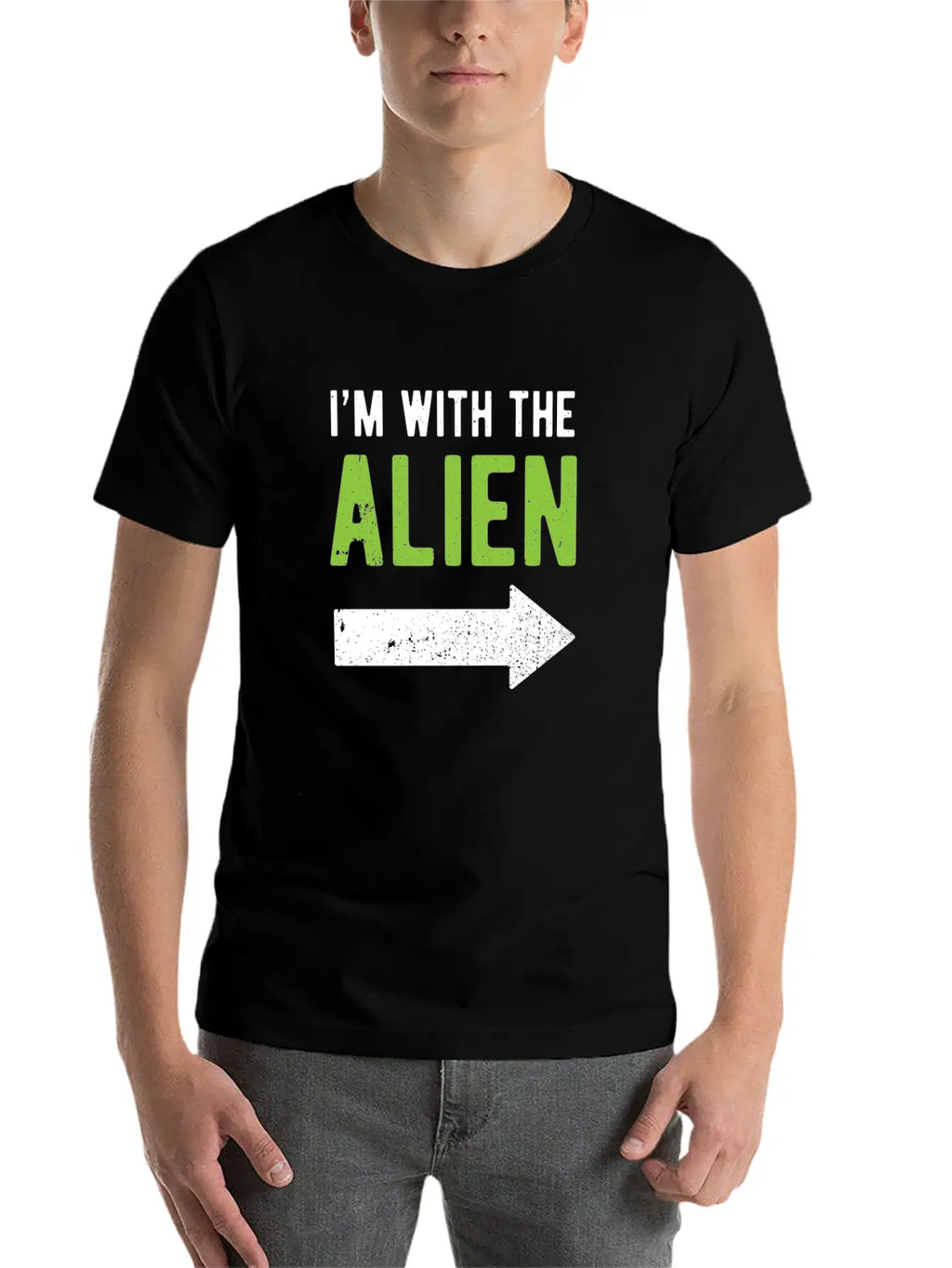 Halloween I'm With The Alien Funny Matching Part 1 Basic Graphic T-Shirt – Daily Comfort In Soft Cotton