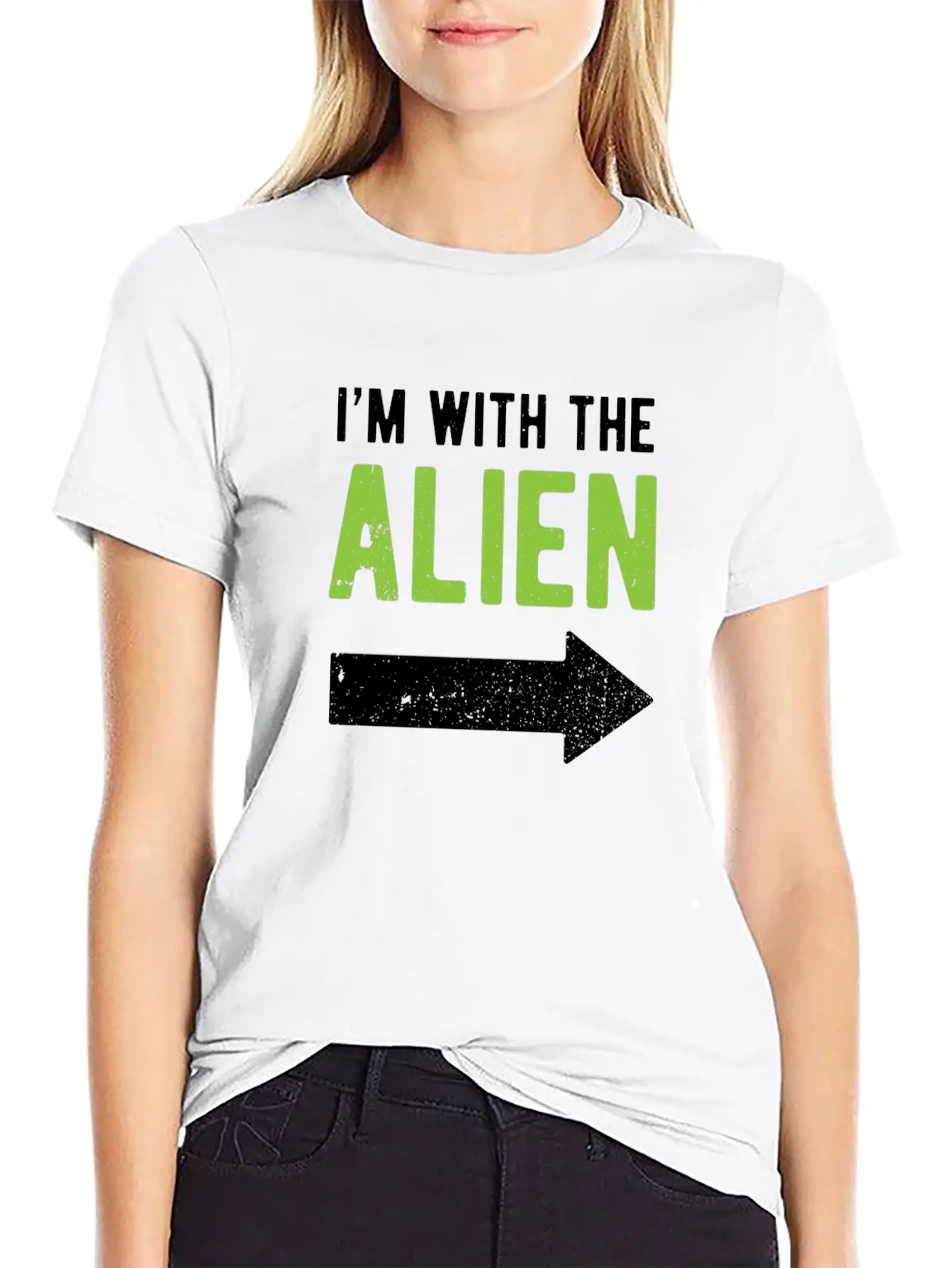 Halloween I'm With The Alien Funny Matching Part 1 Basic Graphic T-Shirt – Daily Comfort In Soft Cotton