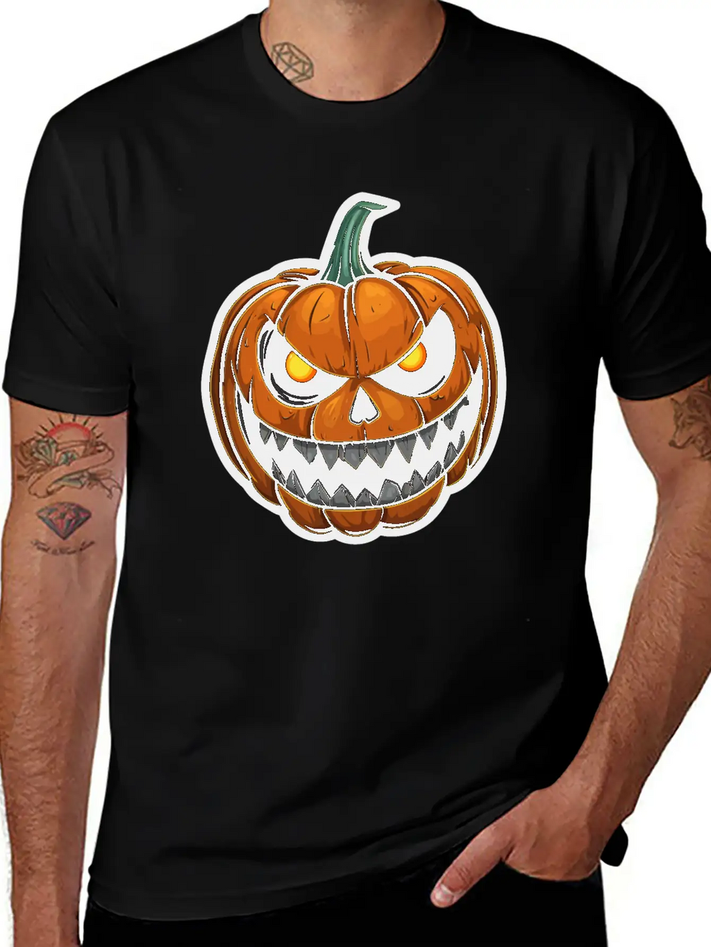 Halloween Pumpkin Face Glowing Eyes Grimace Classic Cotton Tee – Unisex Comfort For Any Season