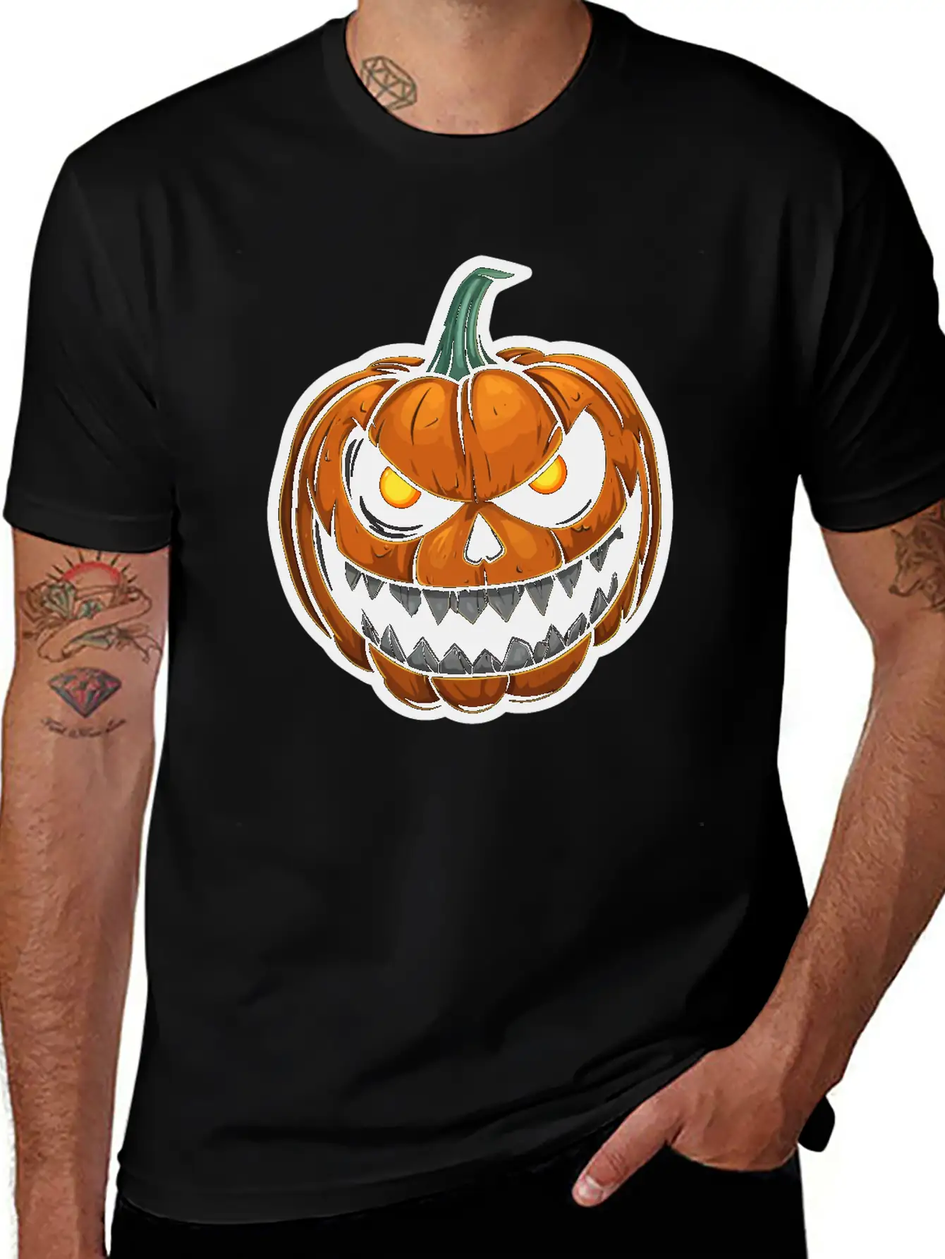 Halloween Pumpkin Face Glowing Eyes Grimace Classic Cotton Tee – Unisex Comfort For Any Season