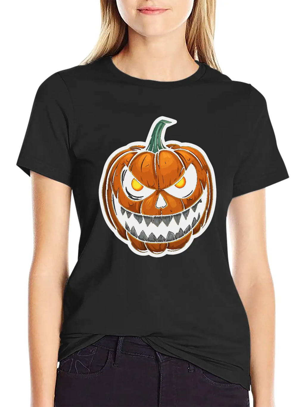 Halloween Pumpkin Face Glowing Eyes Grimace Classic Cotton Tee – Unisex Comfort For Any Season