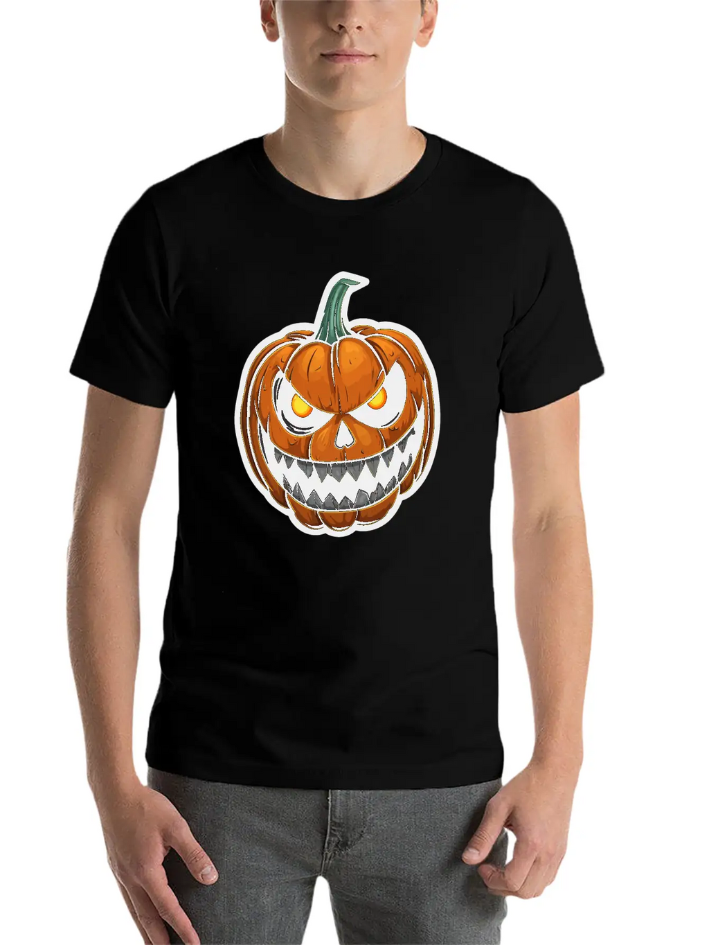 Halloween Pumpkin Face Glowing Eyes Grimace Classic Cotton Tee – Unisex Comfort For Any Season