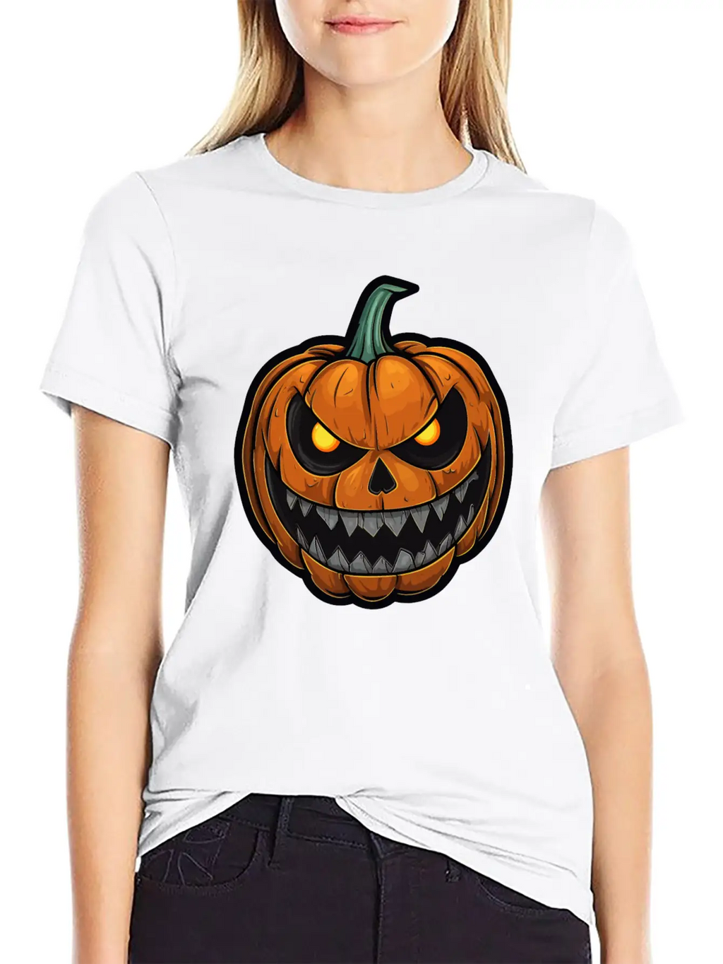 Halloween Pumpkin Face Glowing Eyes Grimace Classic Cotton Tee – Unisex Comfort For Any Season