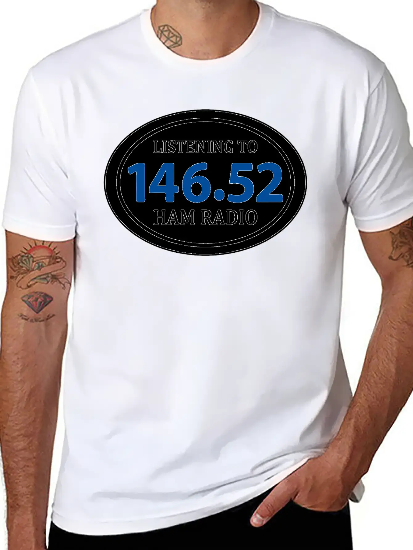 Ham Radio 146.52 Simplex Oval Essential Unisex Summer Tee – Soft Cotton Casual Fit