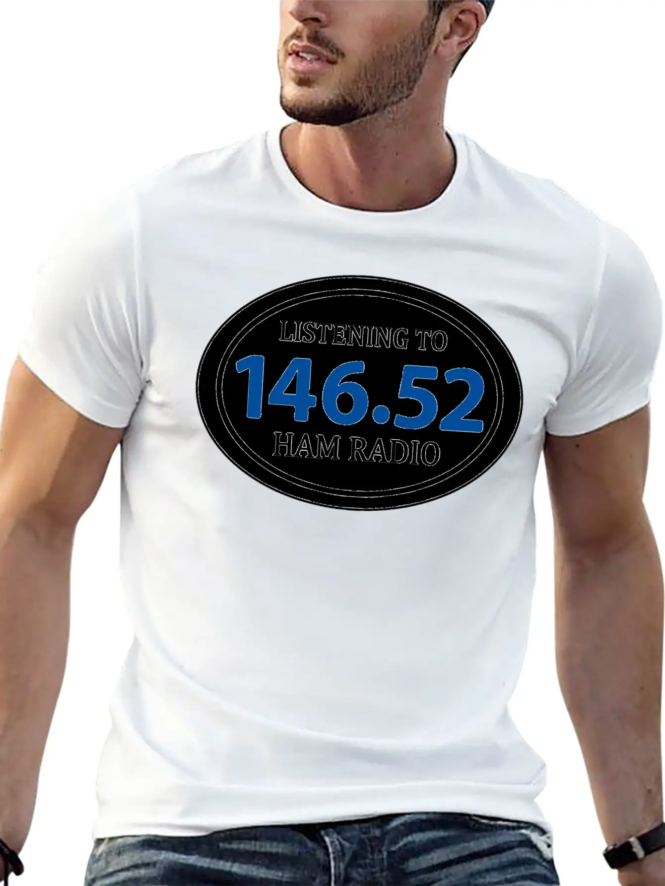 Ham Radio 146.52 Simplex Oval Essential Unisex Summer Tee – Soft Cotton Casual Fit