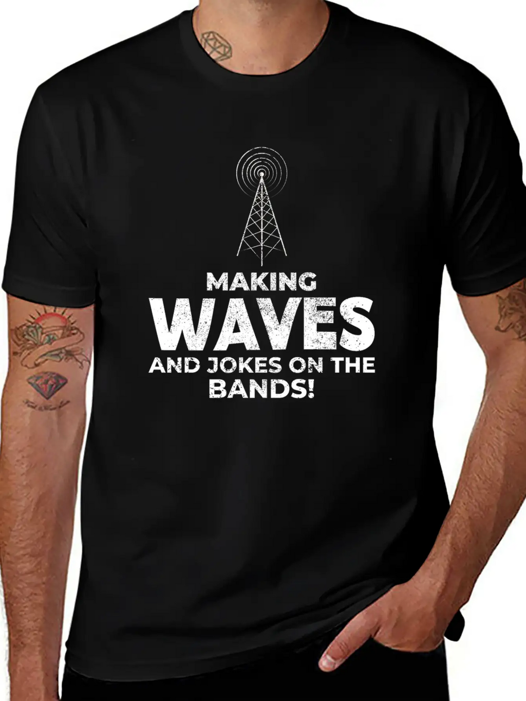 Ham Radio Operator Waves And Jokes Funny Breathable Graphic T-Shirt – Perfect For Casual Days