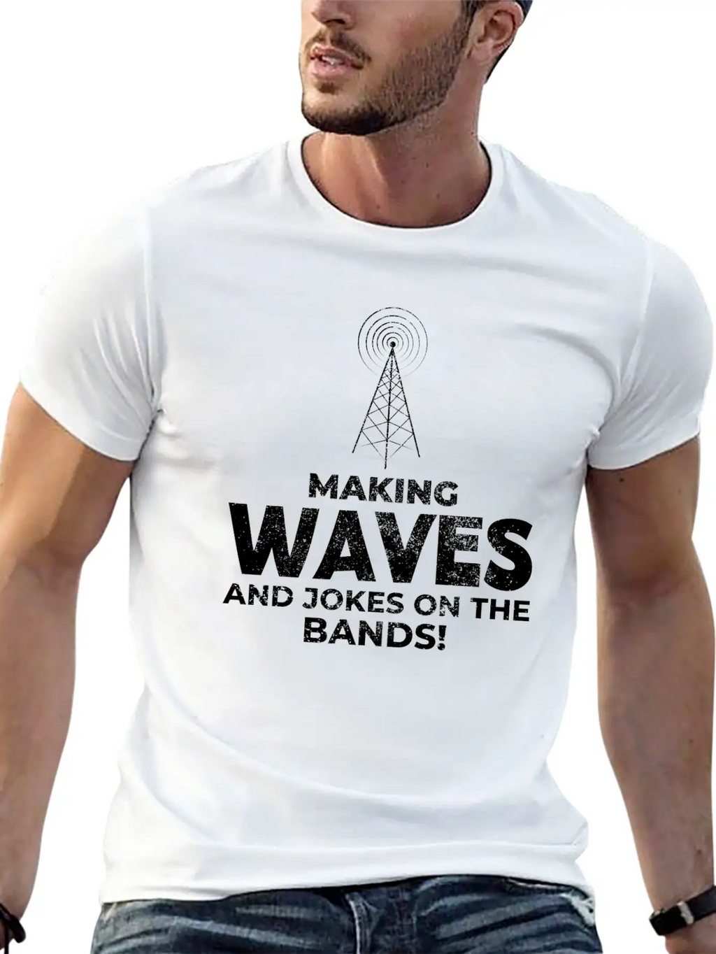 Ham Radio Operator Waves And Jokes Funny Breathable Graphic T-Shirt – Perfect For Casual Days
