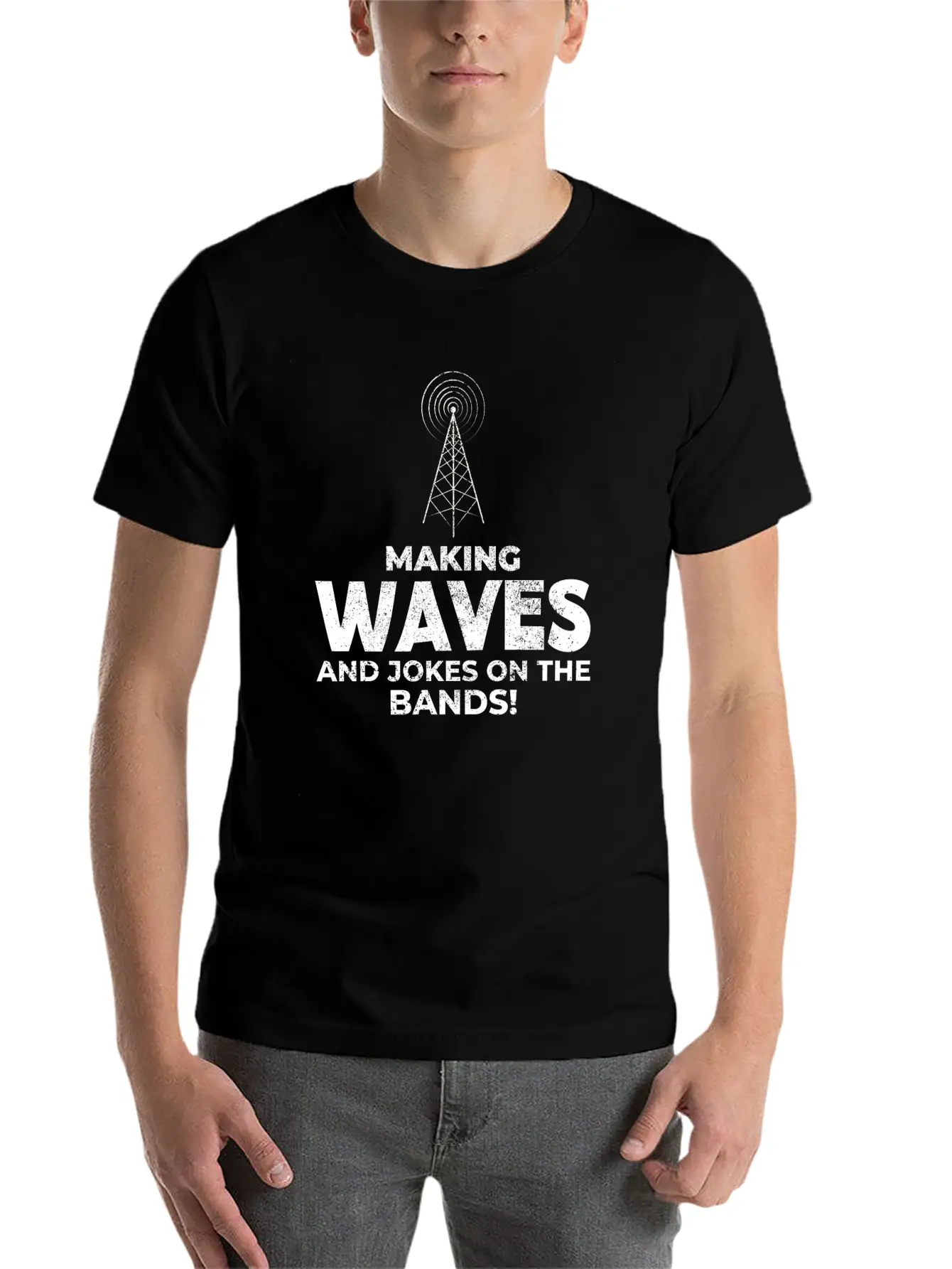 Ham Radio Operator Waves And Jokes Funny Breathable Graphic T-Shirt – Perfect For Casual Days