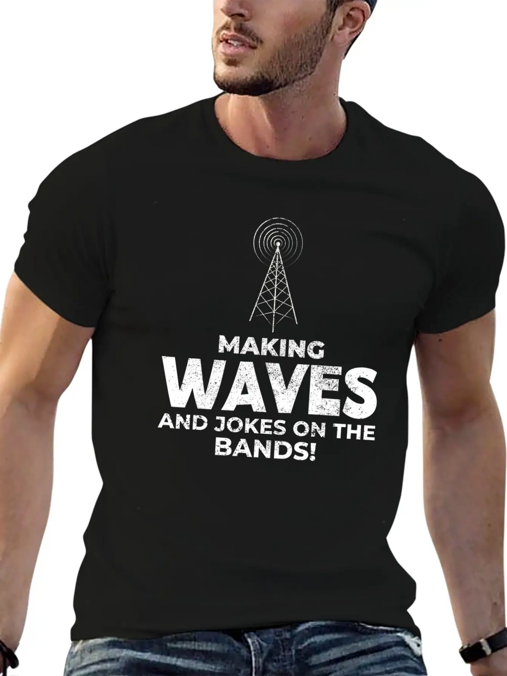 Ham Radio Operator Waves And Jokes Funny Breathable Graphic T-Shirt – Perfect For Casual Days