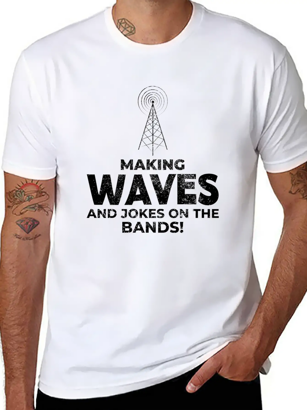 Ham Radio Operator Waves And Jokes Funny Breathable Graphic T-Shirt – Perfect For Casual Days