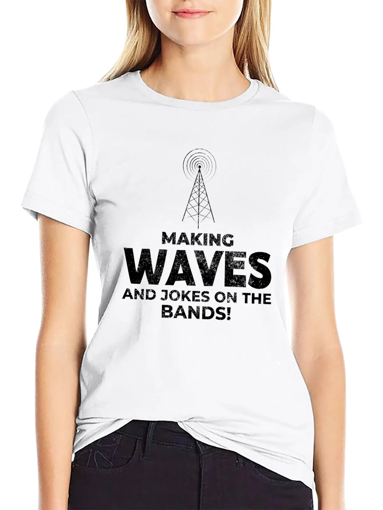 Ham Radio Operator Waves And Jokes Funny Breathable Graphic T-Shirt – Perfect For Casual Days