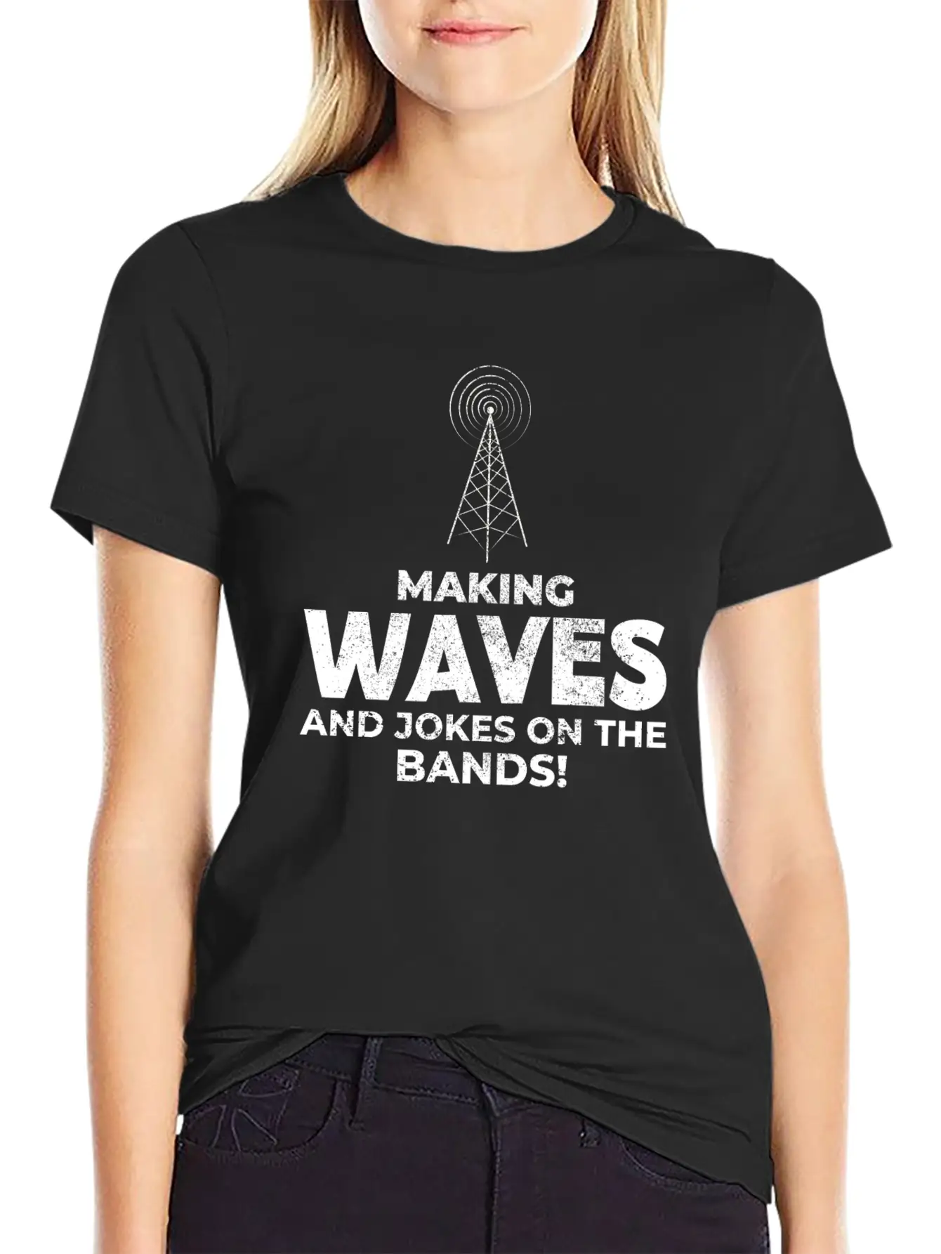 Ham Radio Operator Waves And Jokes Funny Breathable Graphic T-Shirt – Perfect For Casual Days
