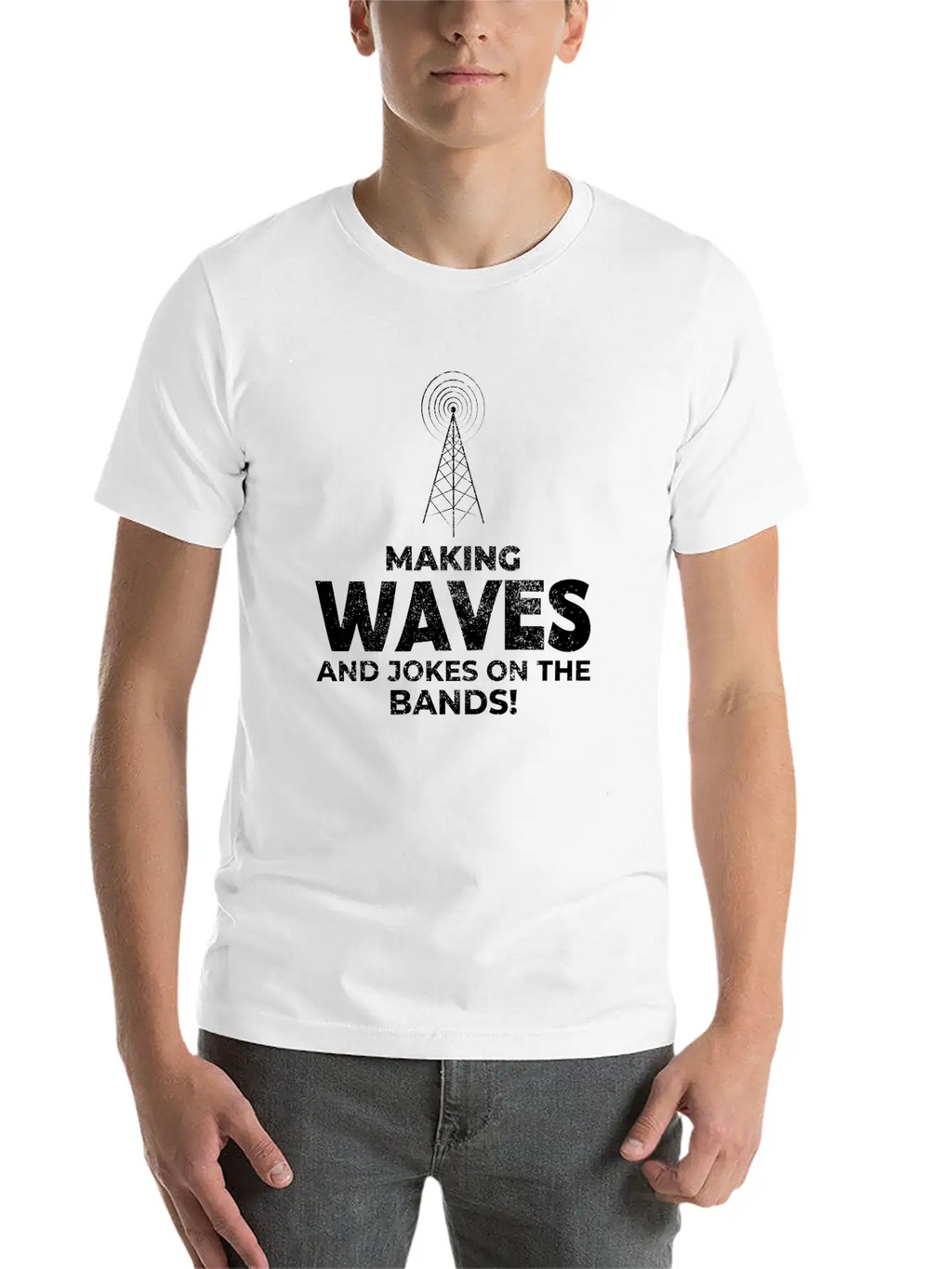 Ham Radio Operator Waves And Jokes Funny Breathable Graphic T-Shirt – Perfect For Casual Days