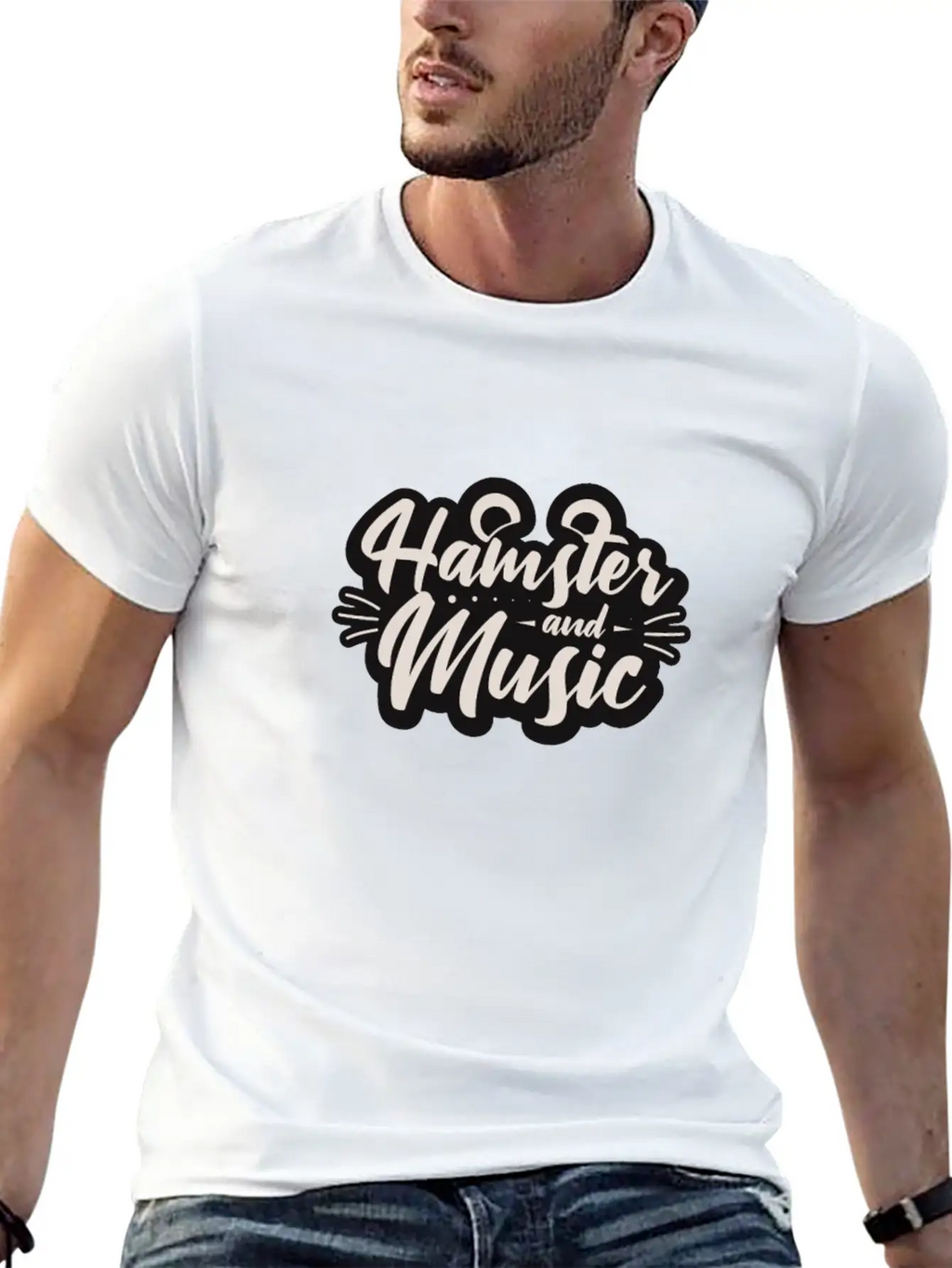 Hamster And Music Funny Rodent Basic Graphic T-Shirt – Daily Comfort In Soft Cotton