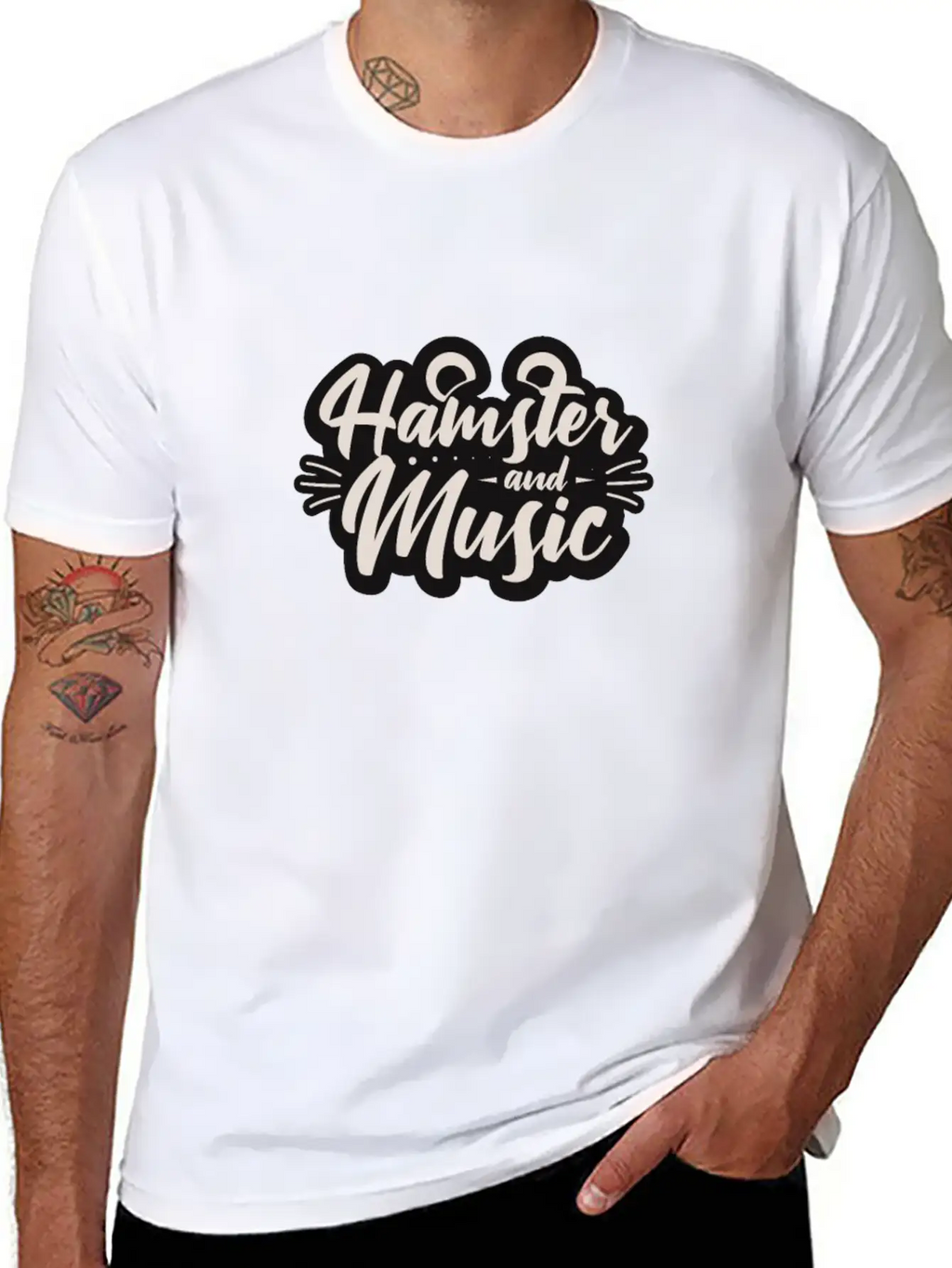 Hamster And Music Funny Rodent Basic Graphic T-Shirt – Daily Comfort In Soft Cotton