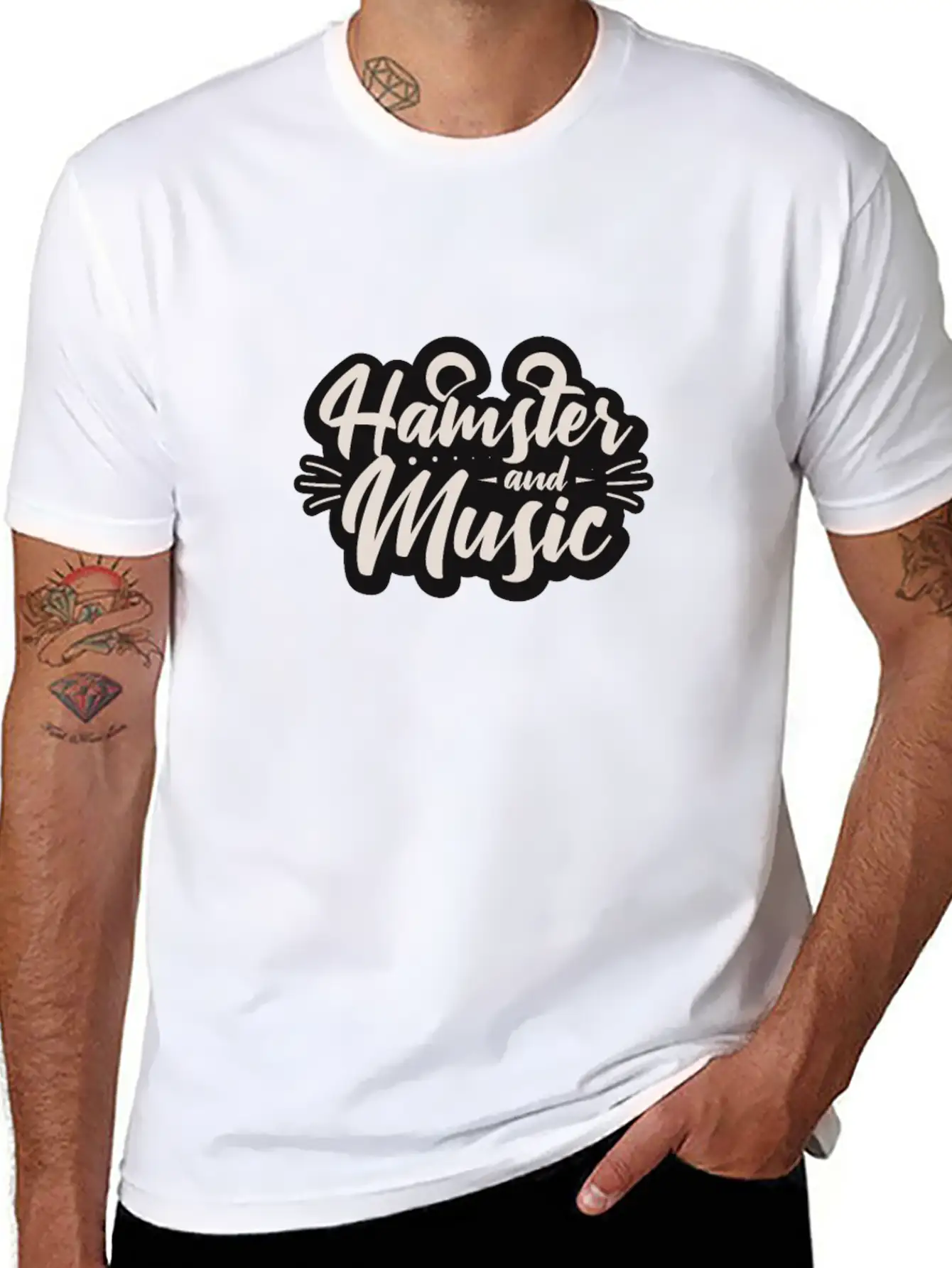 Hamster And Music Funny Rodent Basic Graphic T-Shirt – Daily Comfort In Soft Cotton