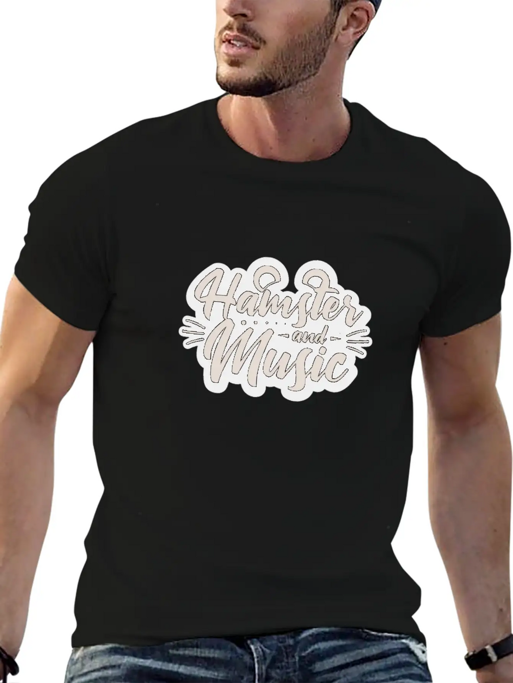 Hamster And Music Funny Rodent Basic Graphic T-Shirt – Daily Comfort In Soft Cotton