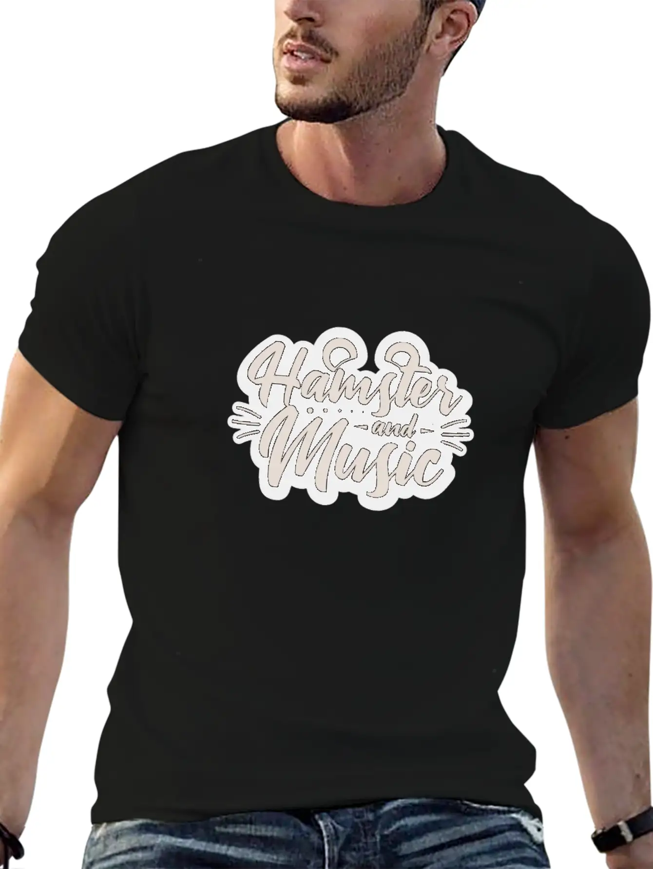 Hamster And Music Funny Rodent Basic Graphic T-Shirt – Daily Comfort In Soft Cotton