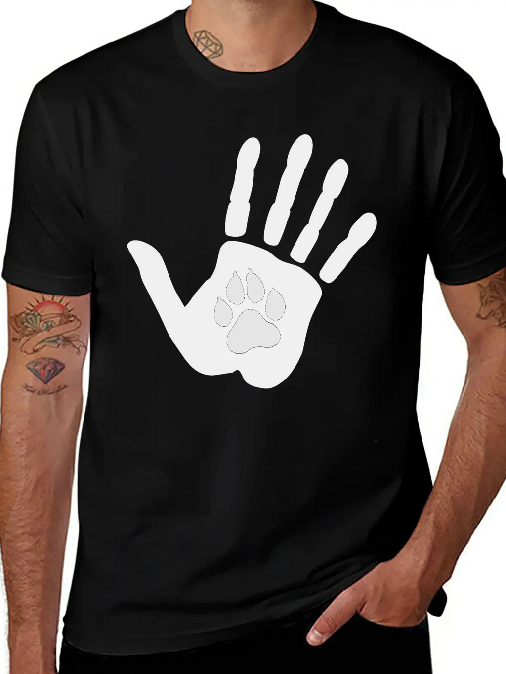 Hand And Dog Paw, 2 Colors Essential Cotton Tee For Daily Outfits – Unisex Style