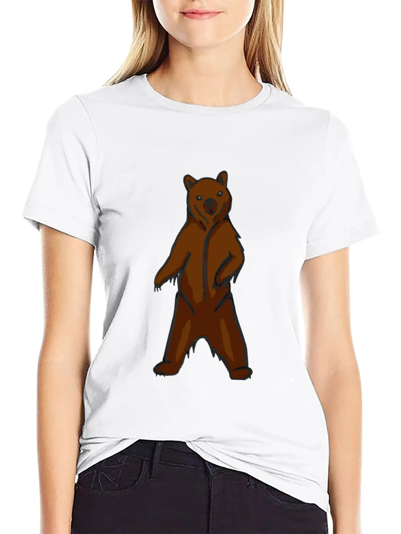 Hand-drawn Brown Grizzly Bear Art Classic Cotton Tee – Unisex Comfort For Any Season