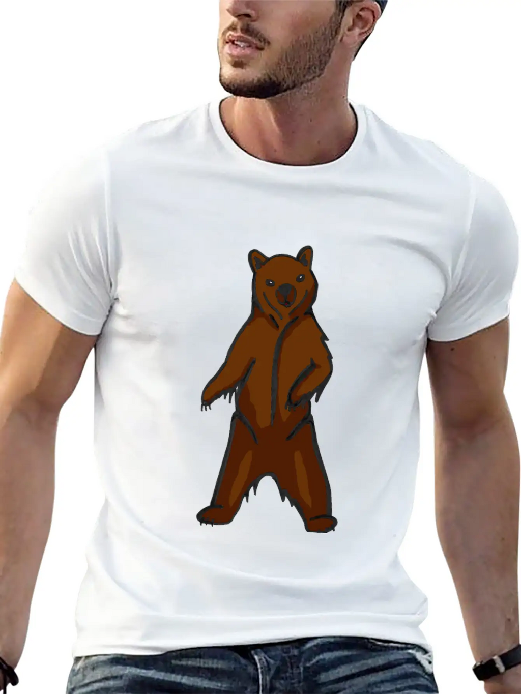 Hand-drawn Brown Grizzly Bear Art Classic Cotton Tee – Unisex Comfort For Any Season