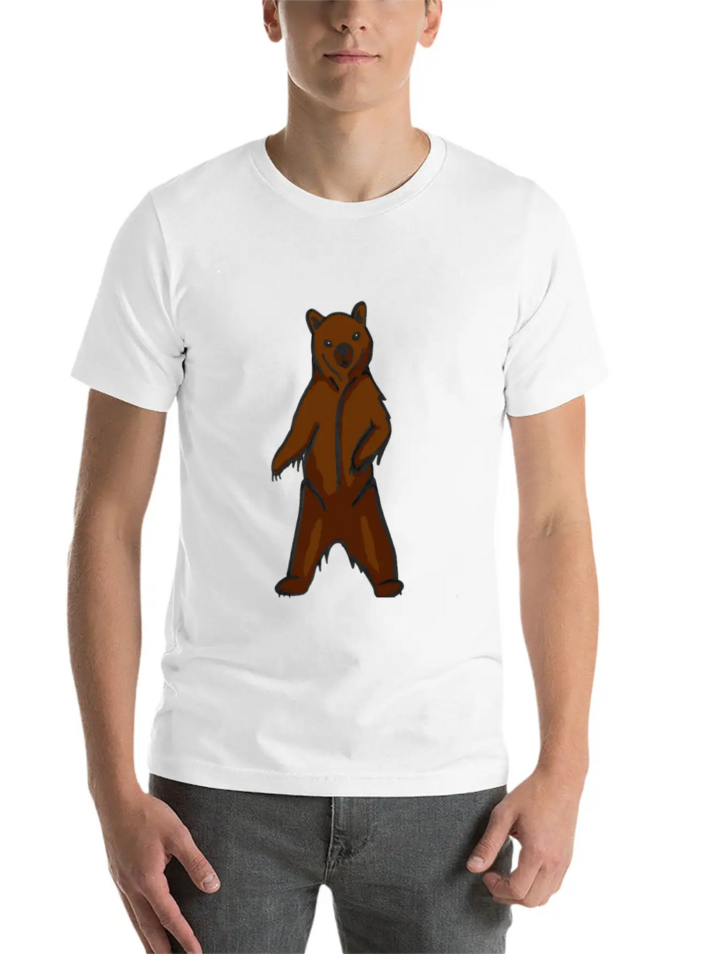 Hand-drawn Brown Grizzly Bear Art Classic Cotton Tee – Unisex Comfort For Any Season