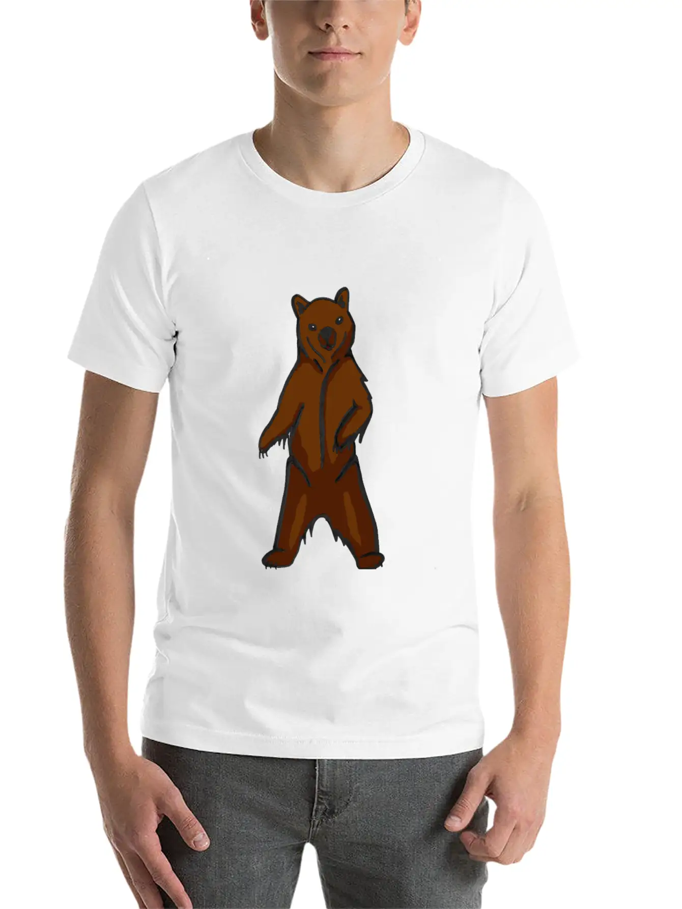 Hand-drawn Brown Grizzly Bear Art Classic Cotton Tee – Unisex Comfort For Any Season
