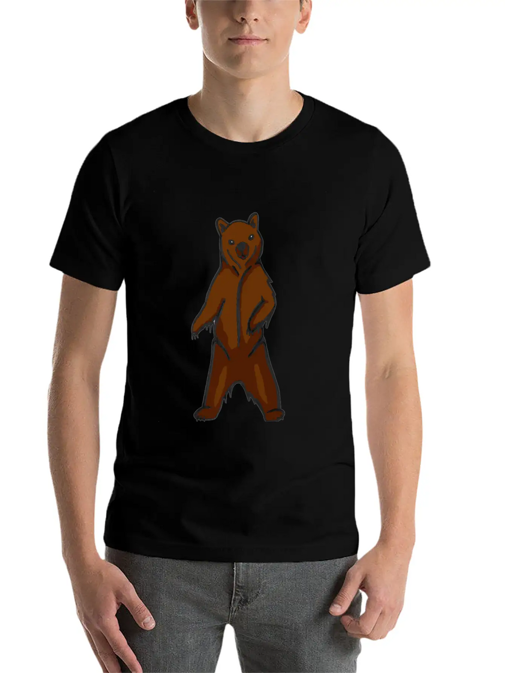 Hand-drawn Brown Grizzly Bear Art Classic Cotton Tee – Unisex Comfort For Any Season