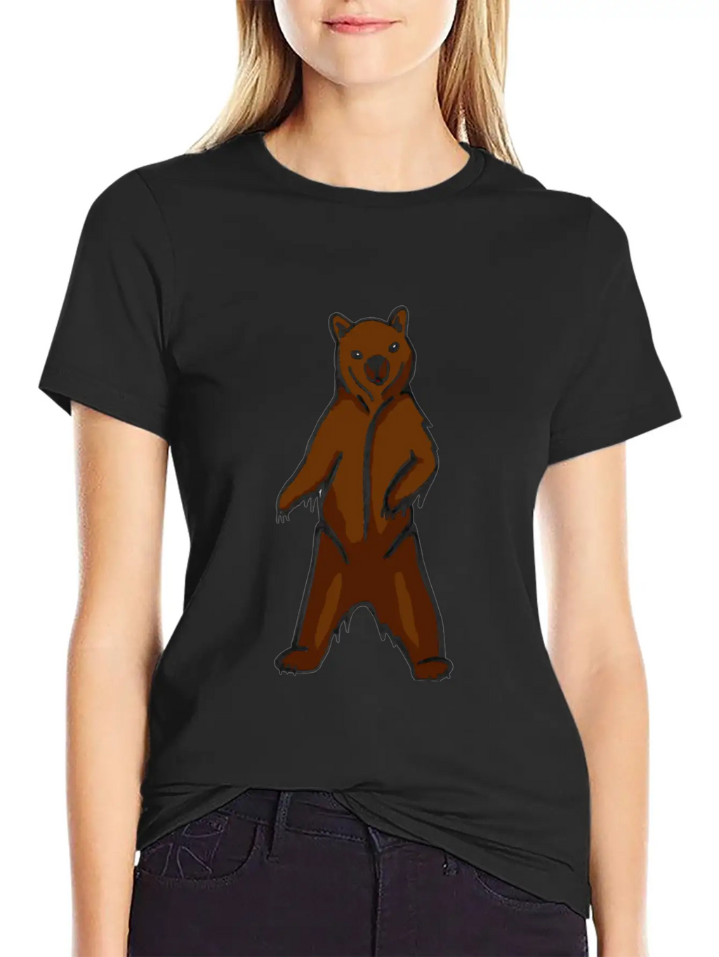 Hand-drawn Brown Grizzly Bear Art Classic Cotton Tee – Unisex Comfort For Any Season