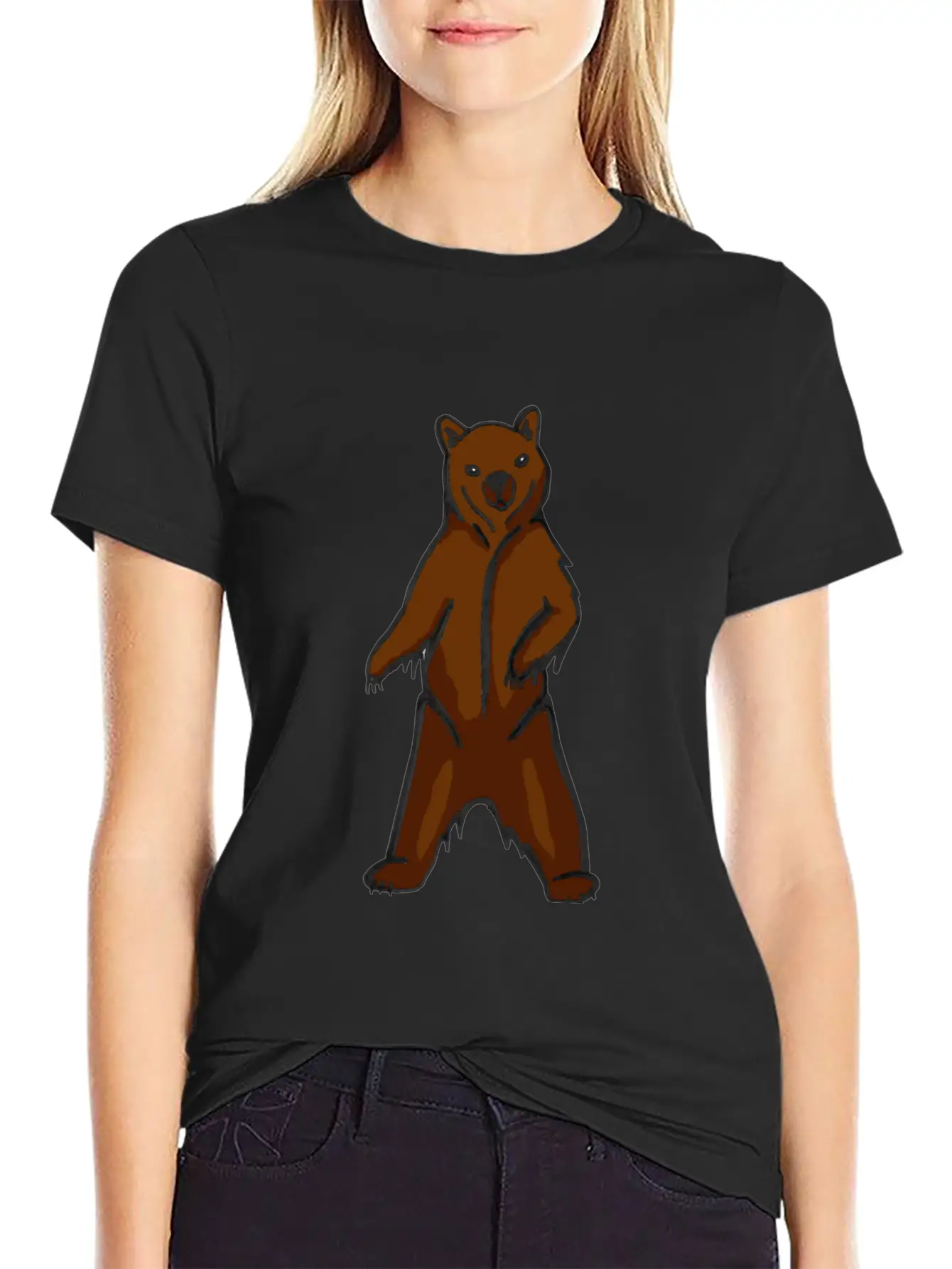 Hand-drawn Brown Grizzly Bear Art Classic Cotton Tee – Unisex Comfort For Any Season