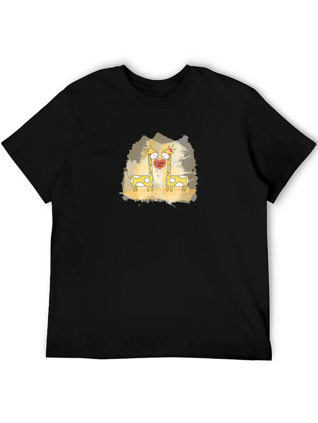Hand Drawn Couple Cartoon Animals Giraffe I Love U Timeless Short Sleeve Tee – Comfy And Minimalist Design