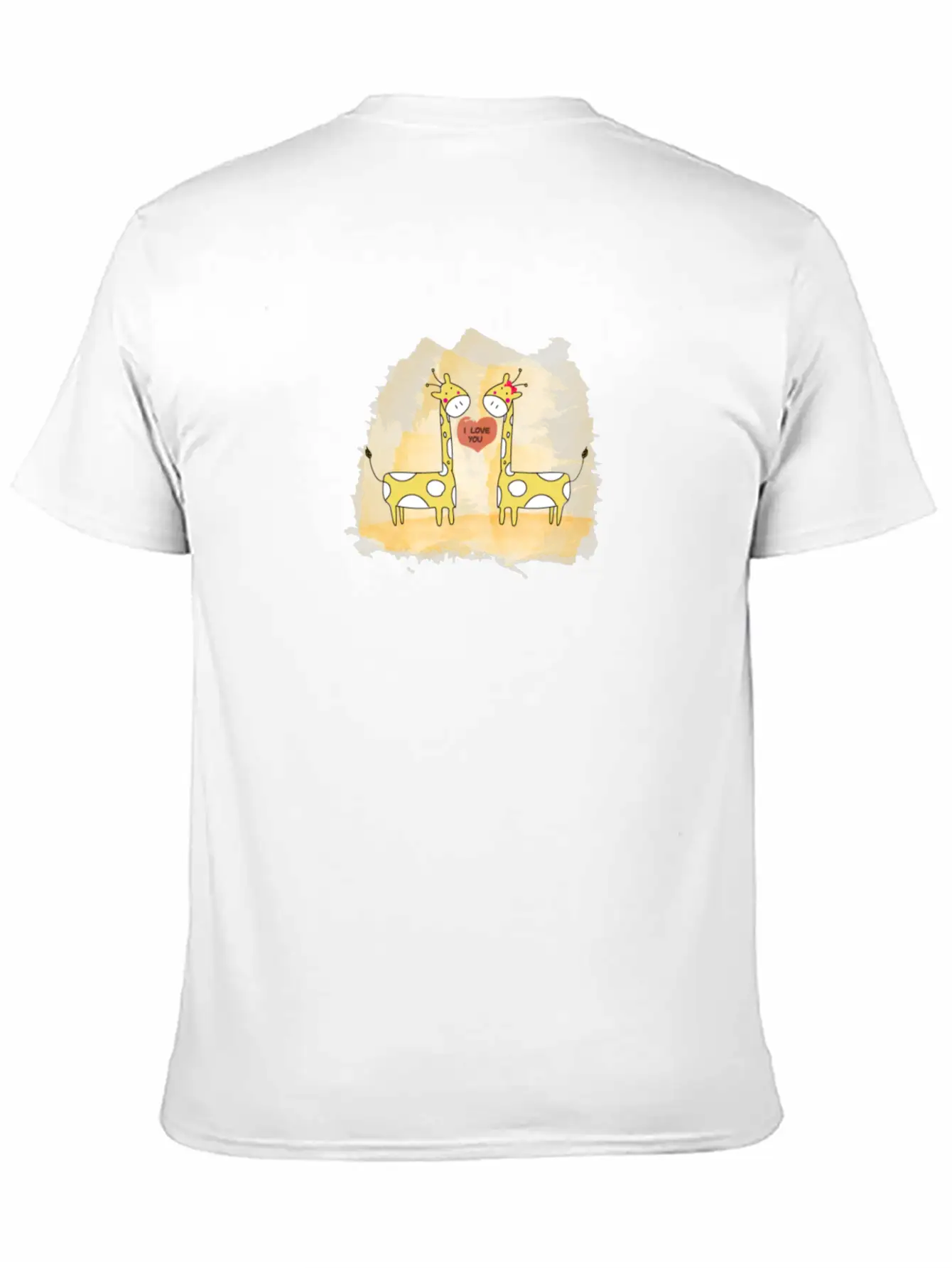 Hand Drawn Couple Cartoon Animals Giraffe I Love U Timeless Short Sleeve Tee – Comfy And Minimalist Design
