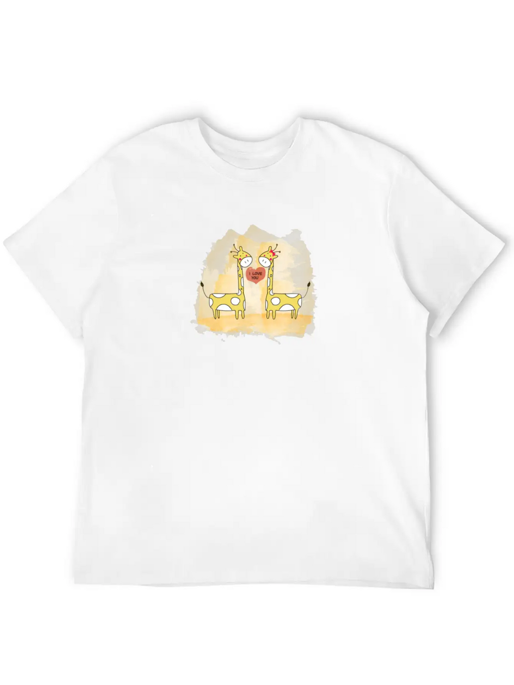 Hand Drawn Couple Cartoon Animals Giraffe I Love U Timeless Short Sleeve Tee – Comfy And Minimalist Design