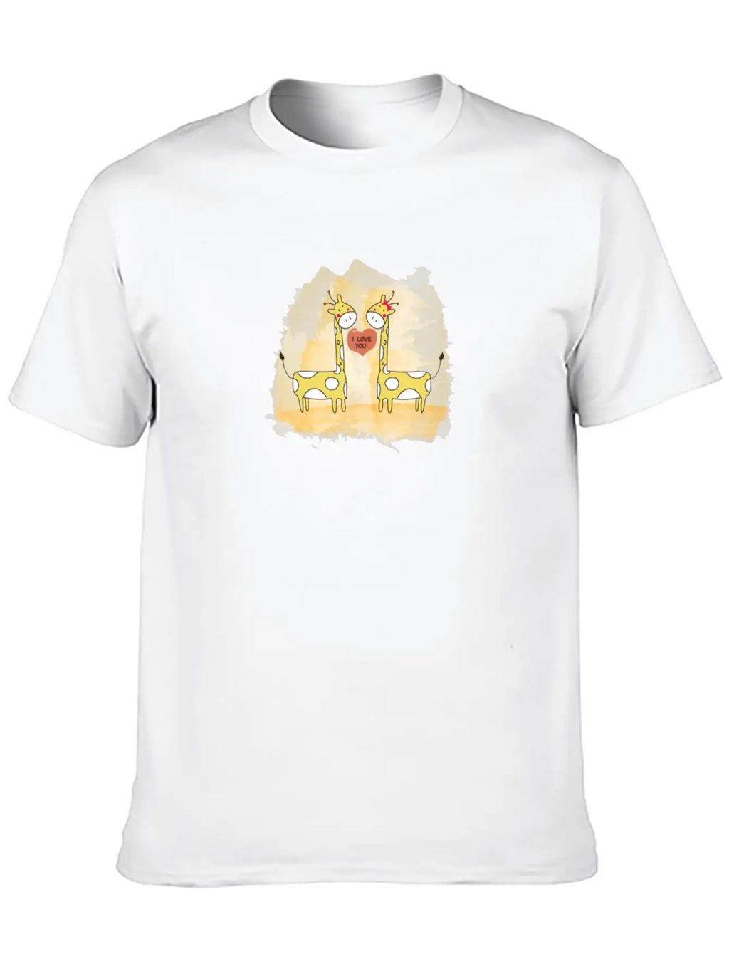 Hand Drawn Couple Cartoon Animals Giraffe I Love U Timeless Short Sleeve Tee – Comfy And Minimalist Design