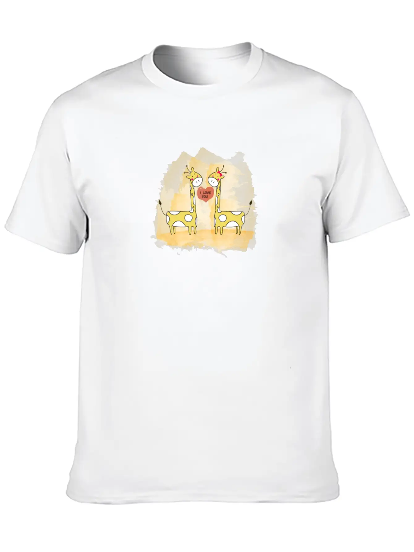 Hand Drawn Couple Cartoon Animals Giraffe I Love U Timeless Short Sleeve Tee – Comfy And Minimalist Design