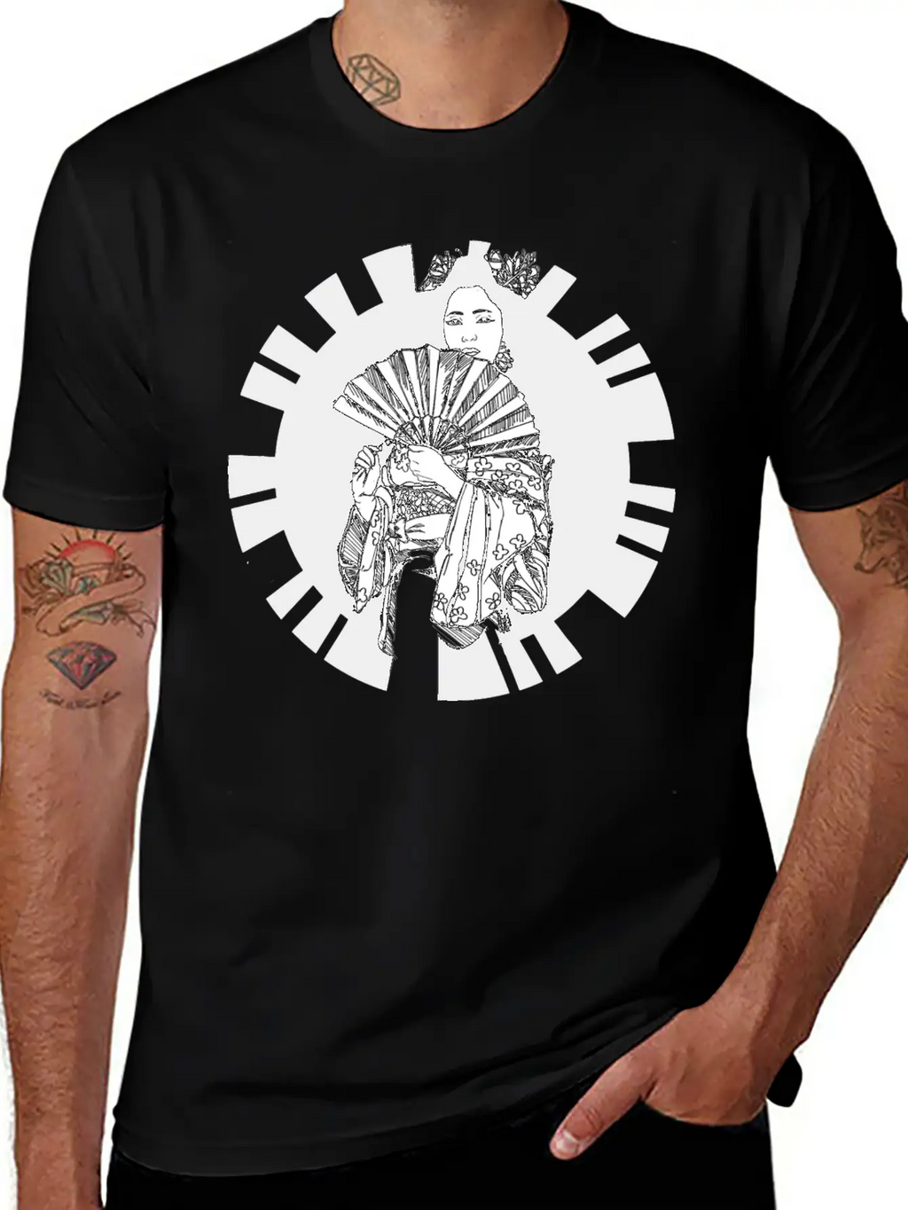 Hand Drawn Geisha With Flower, Japan Art Relaxed Everyday Tee – Lightweight And Durable Cotton